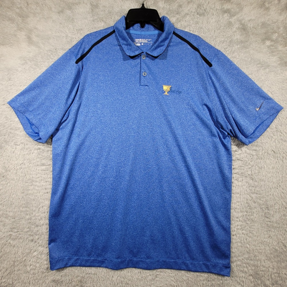 Nike Golf Polo Mens XL Blue Presidents Cup Tour Performance Dri-Fit‎
